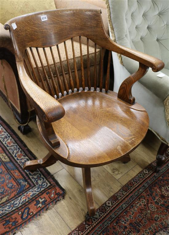 An oak desk chair